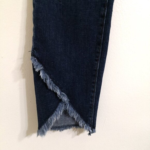 NWOT LOFT Cross Front Fringe Jeans Size 8 Medium Wash - Picture 3 of 5